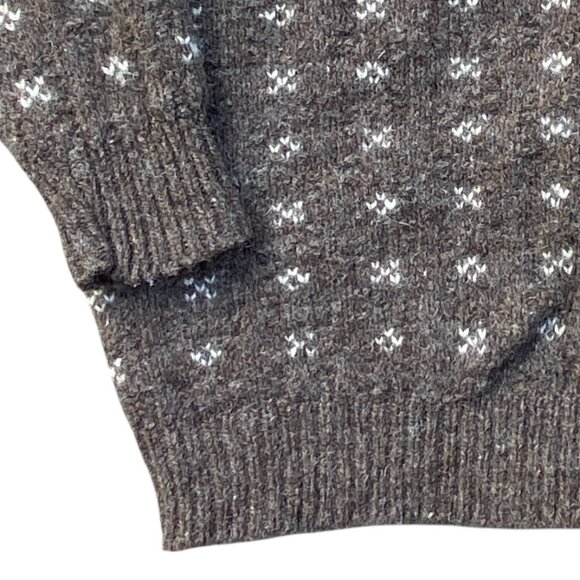 Vintage Traverse Bay Wool Fair Isle Birdseye Cardigan Brown Button Old Money-M - Picture 5 of 14